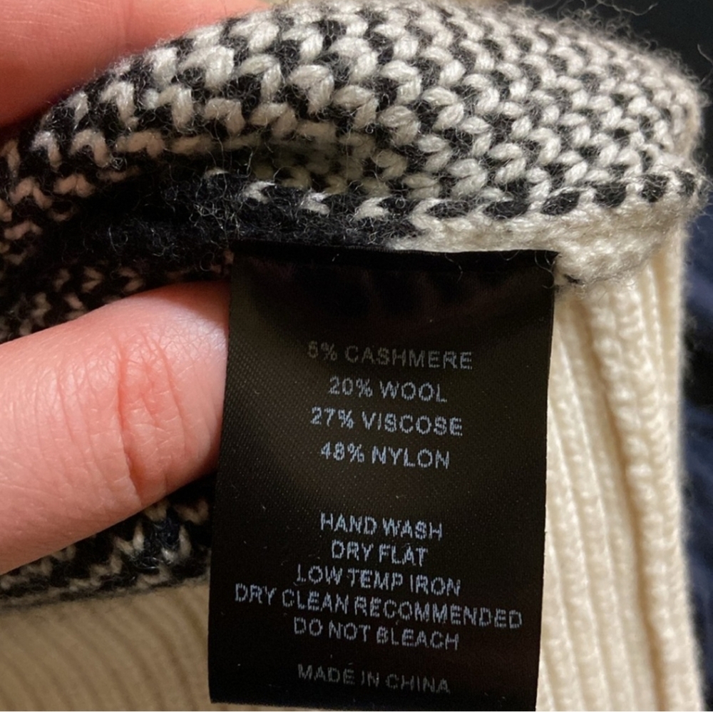 Cynthia Rowley Black and Cream Chevron Crewneck Sweater - Picture 6 of 6